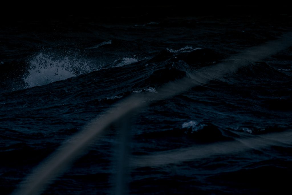 Stormy sea at night